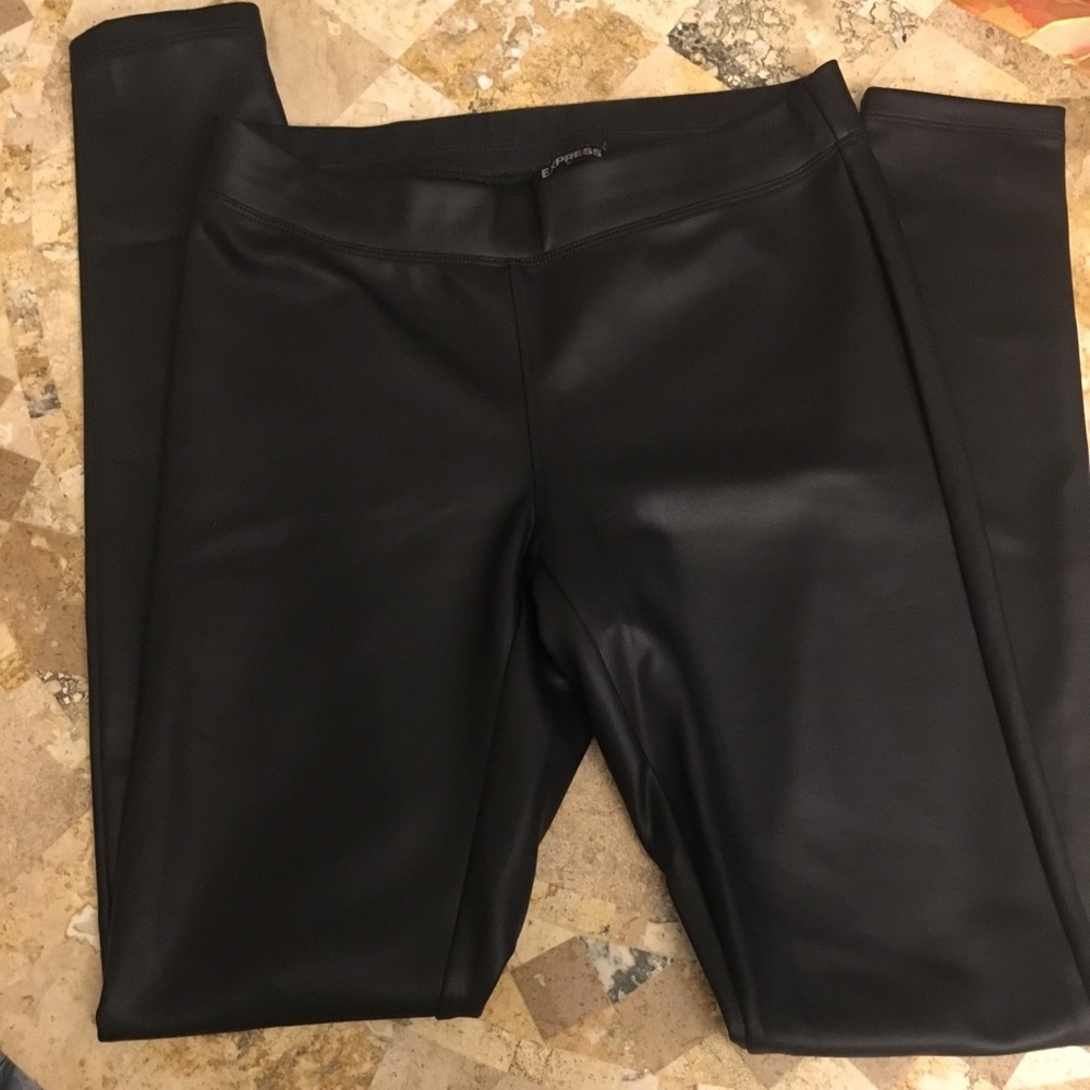 Express. Black fake leather leggings. Size XS